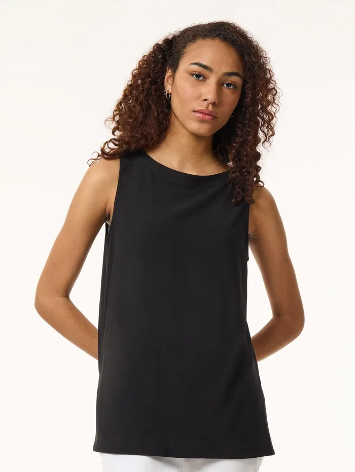 Side Slit Sleeveless Tunic Moss Crepe Women Jones New York Sale Side Slit Sleeveless Tunic Moss Crepe Women Jones New York Sale