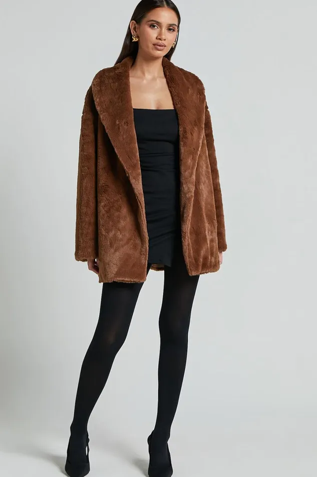Sienna Coat 8211 Faux Fur Coat In Chocolate Women Showpo Jackets and Coats