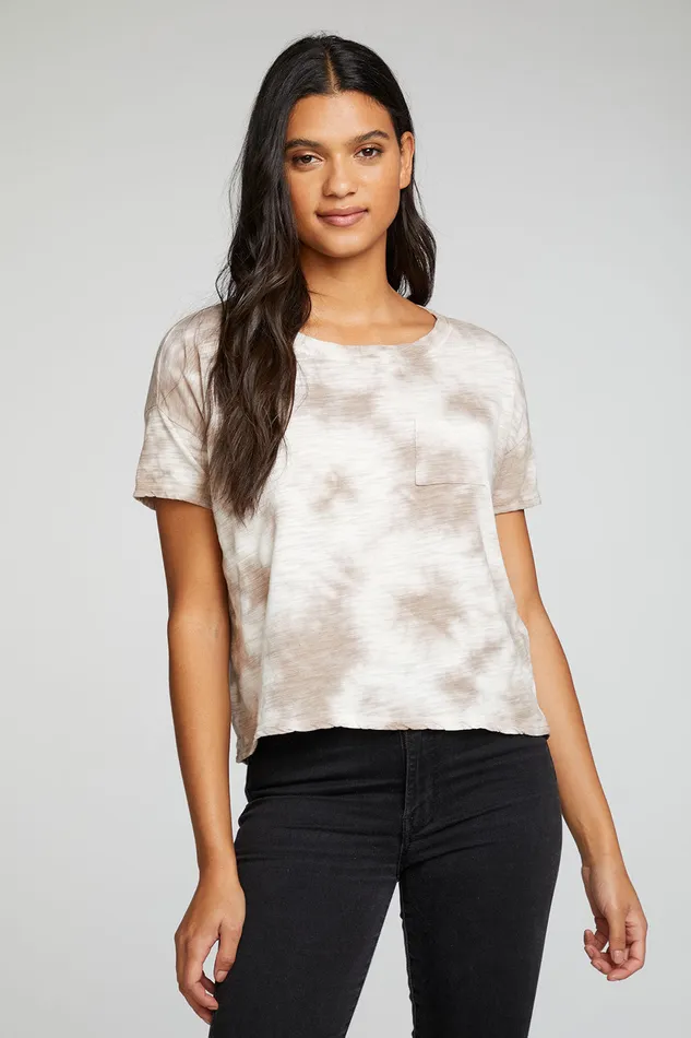Slub Jersey Boxy Short Sleeve Drop Shoulder Pocket Tee Tops Chaser Brand Womens