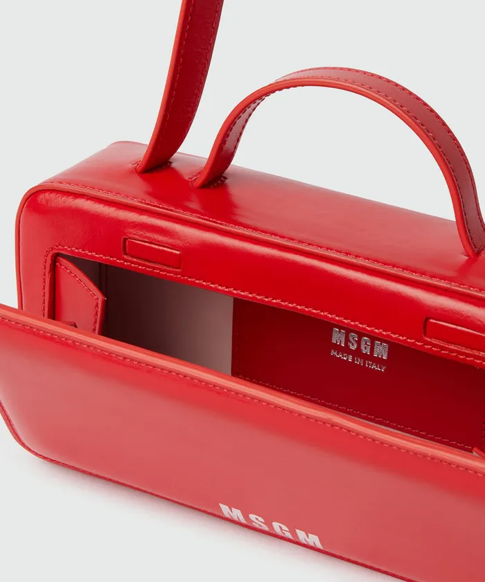 Small Red Shiny Leather Clap Bag Women MSGM Shoulder And Crossbody Bags