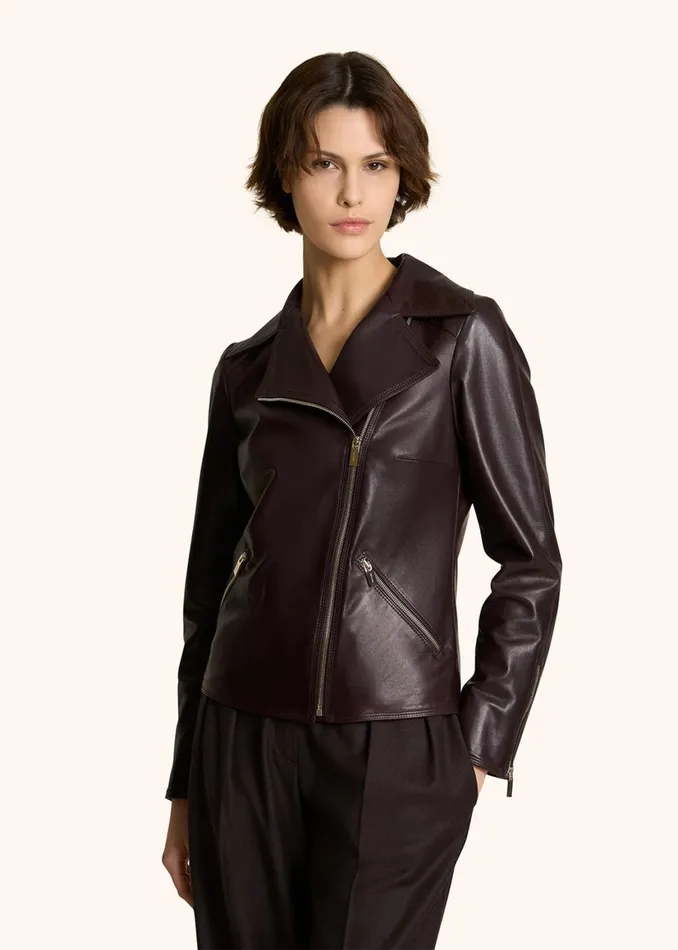 SMOOTH LEATHER BIKER JACKET Women Kiton Outerwear SMOOTH LEATHER BIKER JACKET Women Kiton Outerwear