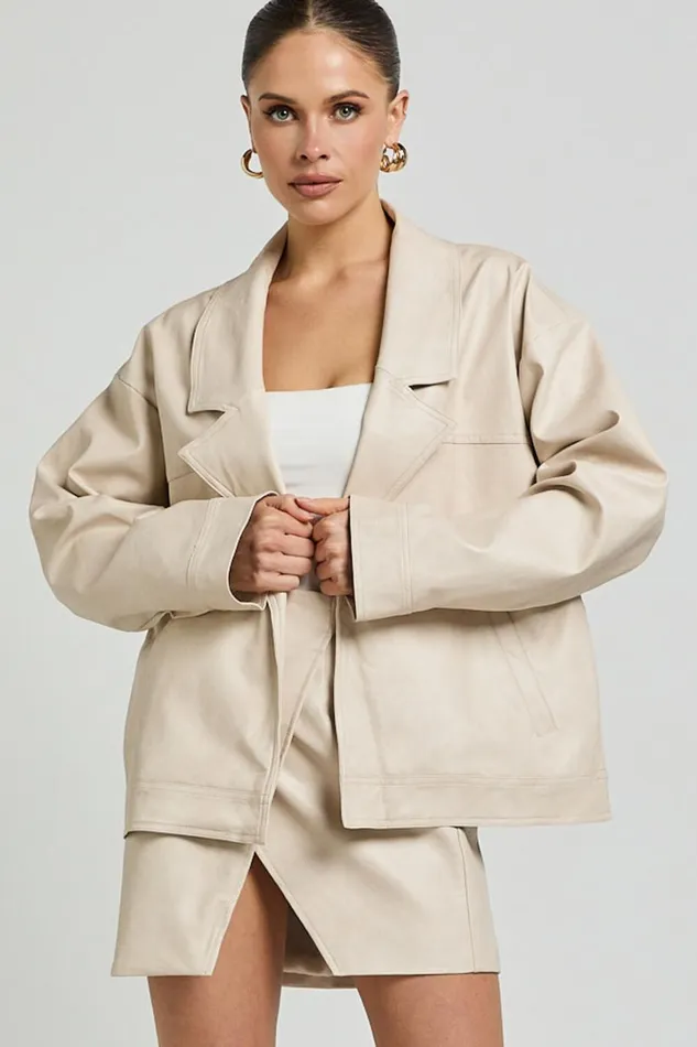 Sndys The Label 8211 Royce Oversized Jacket In Stone Women Showpo Jackets and Coats