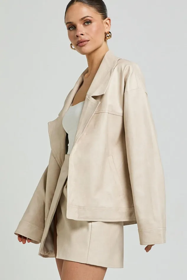Sndys The Label 8211 Royce Oversized Jacket In Stone Women Showpo Jackets and Coats