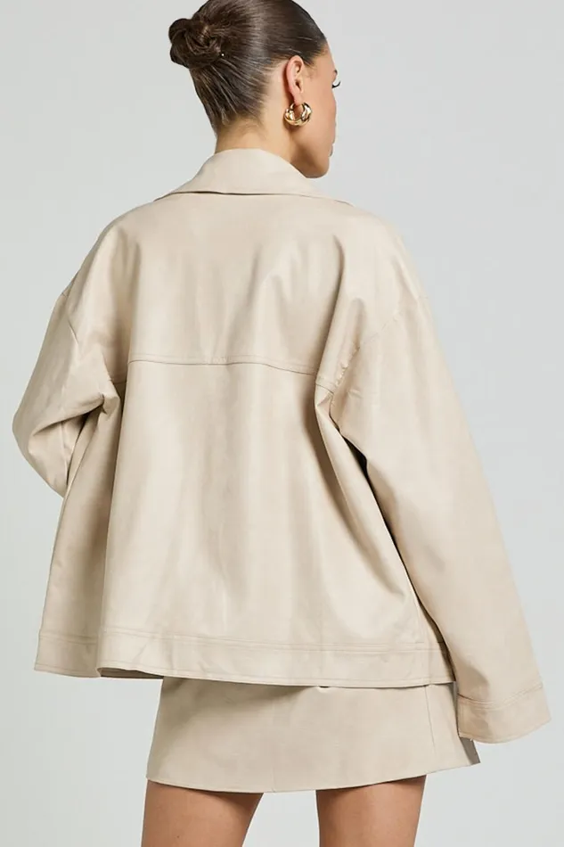 Sndys The Label 8211 Royce Oversized Jacket In Stone Women Showpo Jackets and Coats