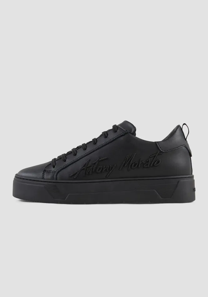 Sneakers Men Antony Morato Flare Leather Sneakers With Logo Black