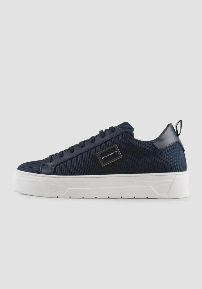 Sneakers Men Antony Morato Metal Bold Sneaker In Nylon And Leather Blue Ink Sneakers Men Antony Morato Metal Bold Sneaker In Nylon And Leather Blue Ink