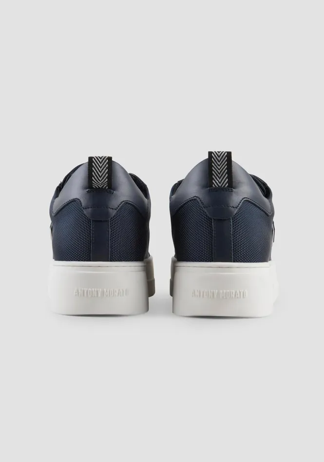 Sneakers Men Antony Morato Metal Bold Sneaker In Nylon And Leather Blue Ink Sneakers Men Antony Morato Metal Bold Sneaker In Nylon And Leather Blue Ink