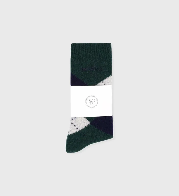 Socks Women Sporty and Rich Serif Logo Argyle Socks 8211 ForestNavy