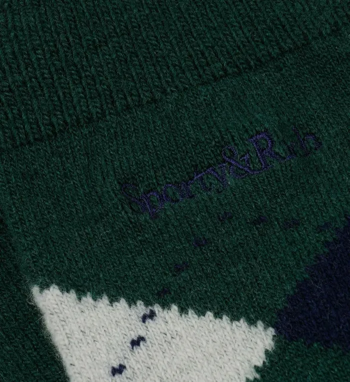 Socks Women Sporty and Rich Serif Logo Argyle Socks 8211 ForestNavy