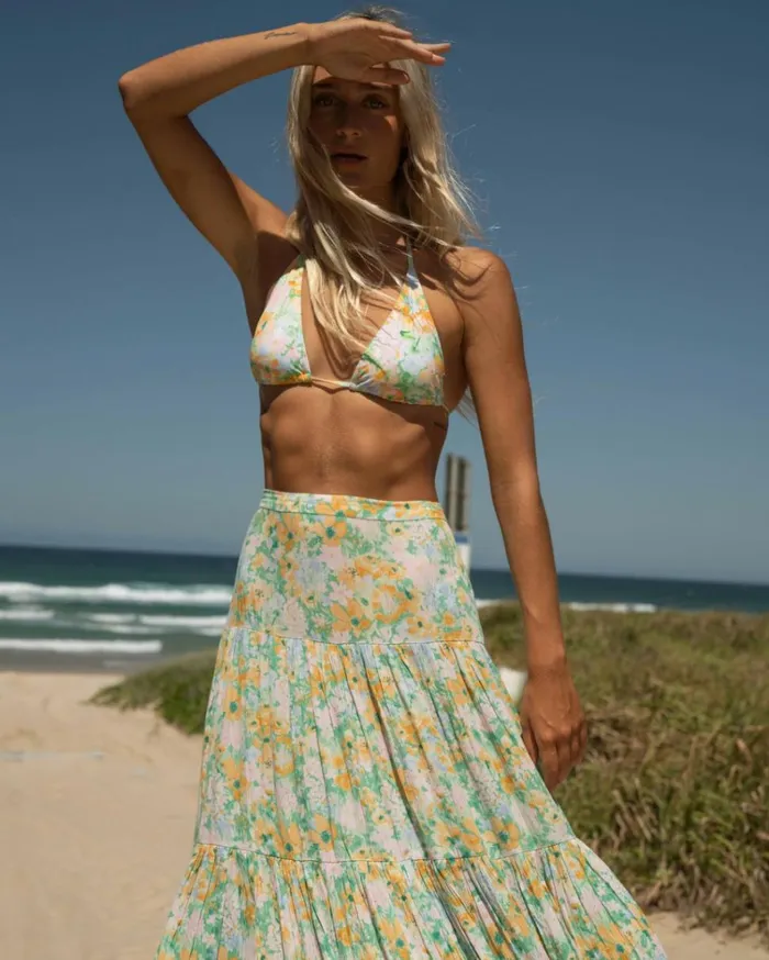 Soft Rave Triangle Bikini Top Green Women Billabong Bikinis
