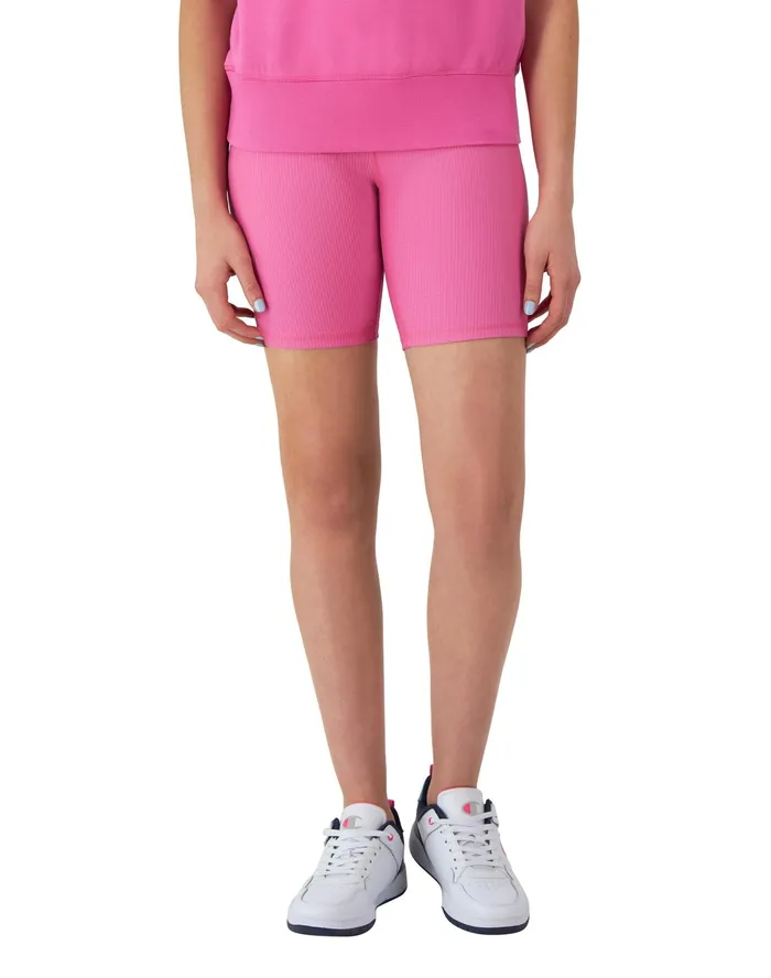 Soft Touch Bike Shorts Ribbed C Logo 7034 Phlox Pink Women Champion Shorts