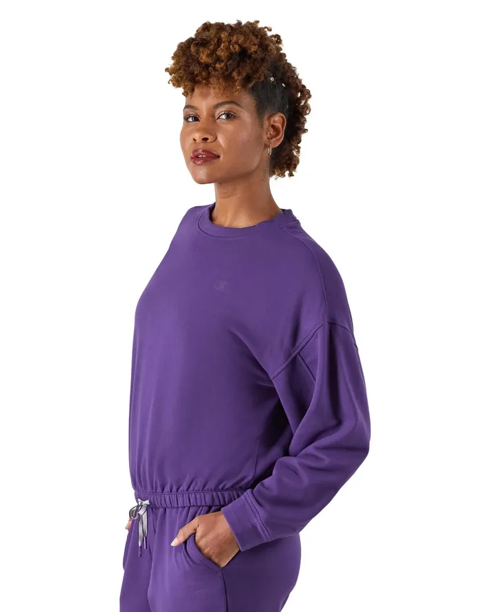 Soft Touch Drawstring Crewneck Sweatshirt C Logo Pop Art Purple Women Champion Hoodies and Sweatshirts