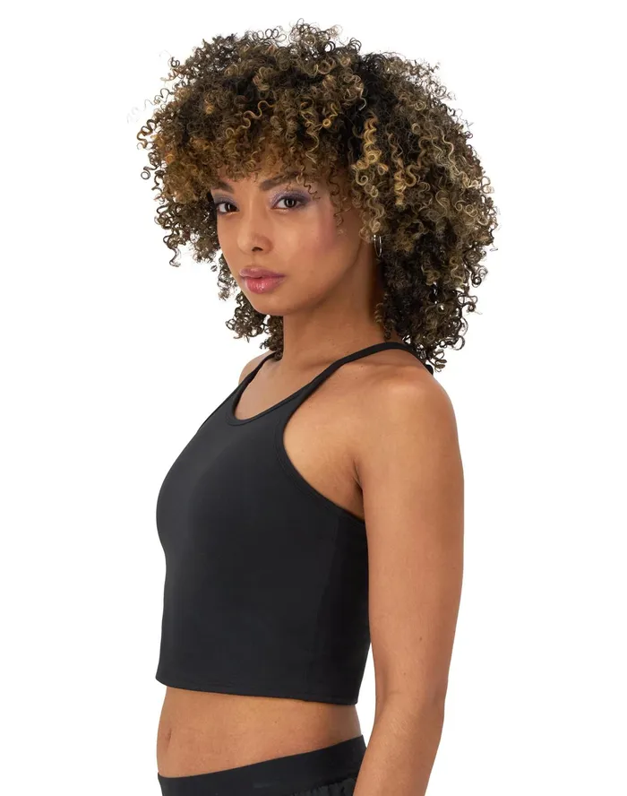 Soft Touch Longline Cami Shelf Bra C Logo Black Women Champion Sports Bras and Bralettes