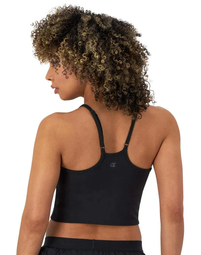 Soft Touch Longline Cami Shelf Bra C Logo Black Women Champion Sports Bras and Bralettes