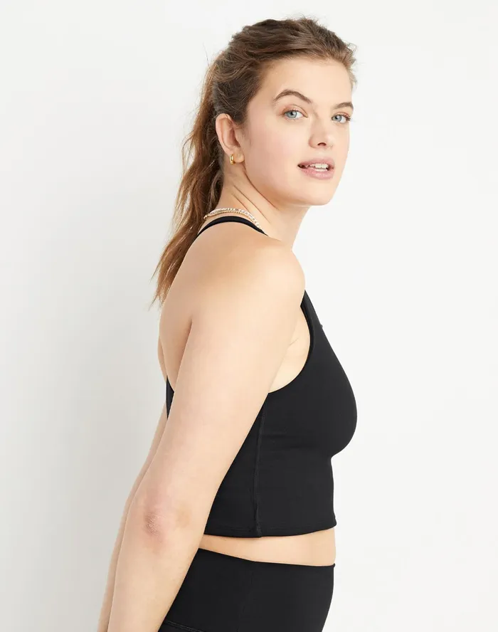 Soft Touch Ribbed Crop Top C Logo Black Women Champion TShirts and Tops