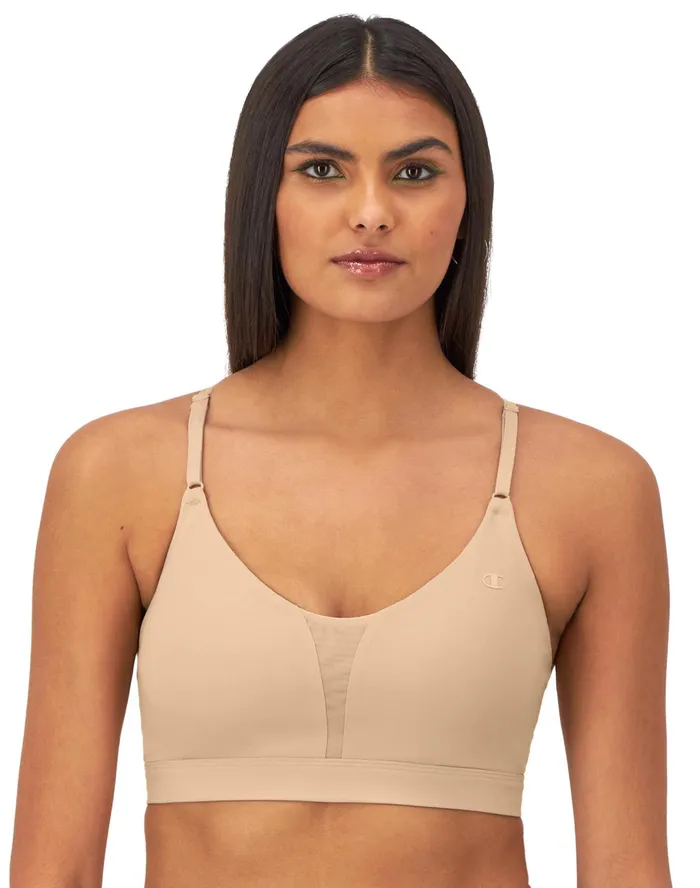 Soft Touch Sports Bra C Logo Champagne Frost Women Champion Sports Bras and Bralettes
