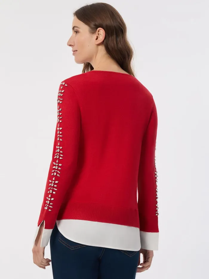 Sparkle Accent Twofer Layered Look Top Women Jones New York Tops and Blouses Sparkle Accent Twofer Layered Look Top Women Jones New York Tops and Blouses