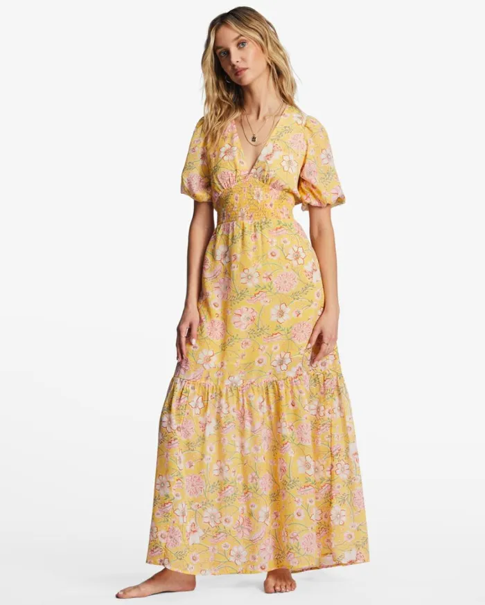 Spellbound Maxi Dress Golden Peach Women Billabong Maxi Dresses