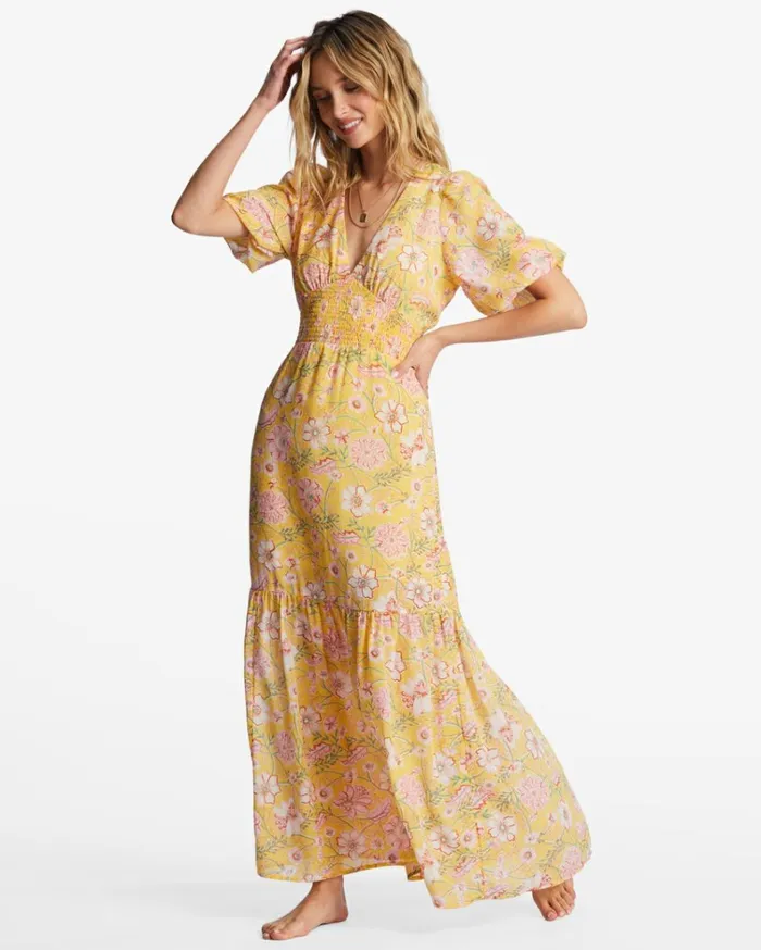 Spellbound Maxi Dress Golden Peach Women Billabong Maxi Dresses
