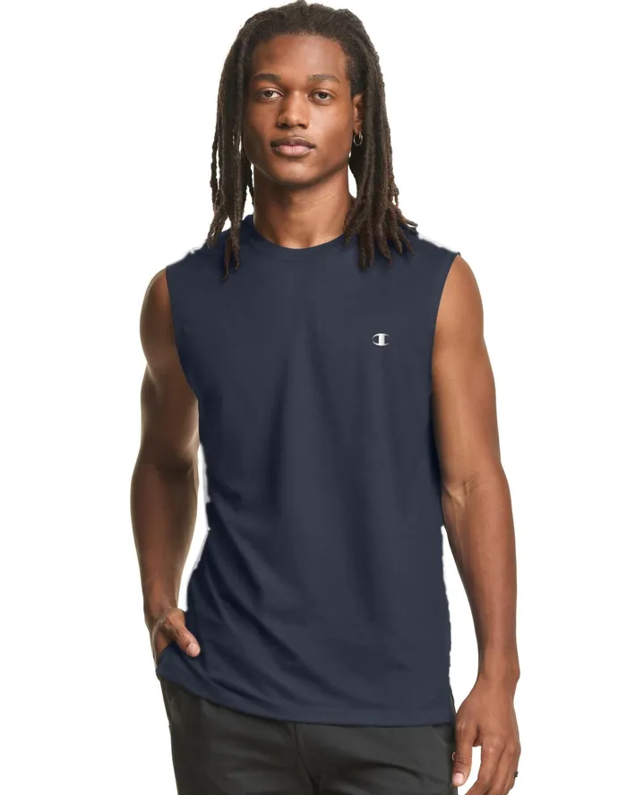 Sport Muscle Tank Reflective C Logo Navy Men Champion TShirts and Tops
