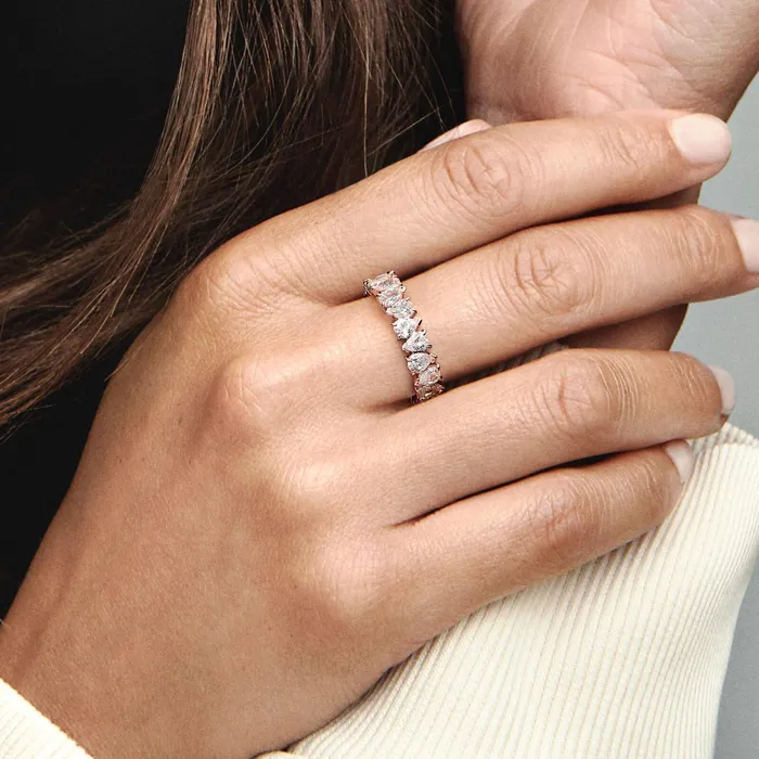 Stackable Rings Women Pandora Alternating Sparkling Band Ring