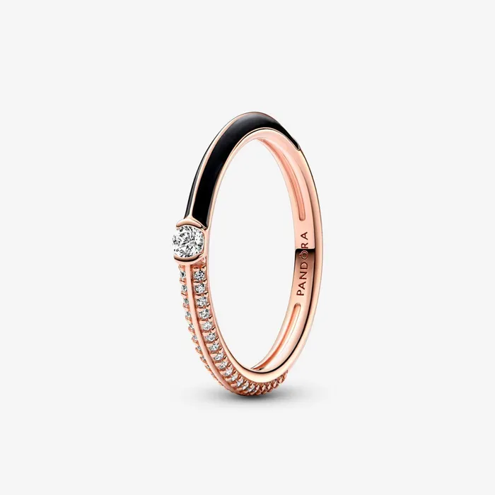 Stackable Rings Women Pandora Online ME Pav and Black Dual Ring