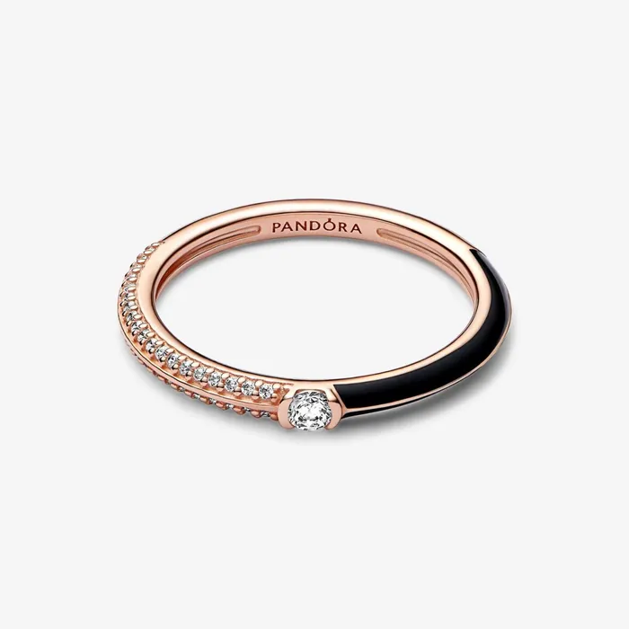 Stackable Rings Women Pandora Online ME Pav and Black Dual Ring