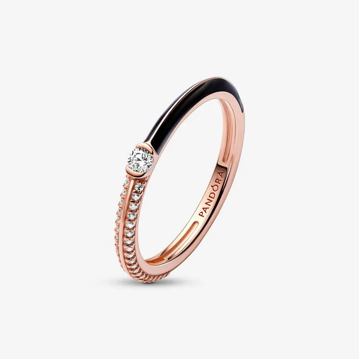 Stackable Rings Women Pandora Online ME Pav and Black Dual Ring