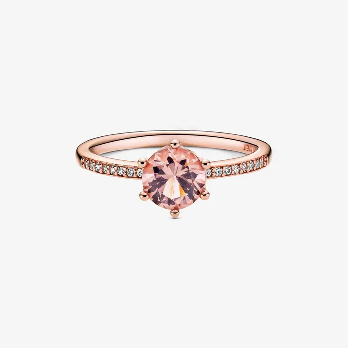 Stackable Rings Women Pandora Pink Sparkling Crown Solitaire Ring