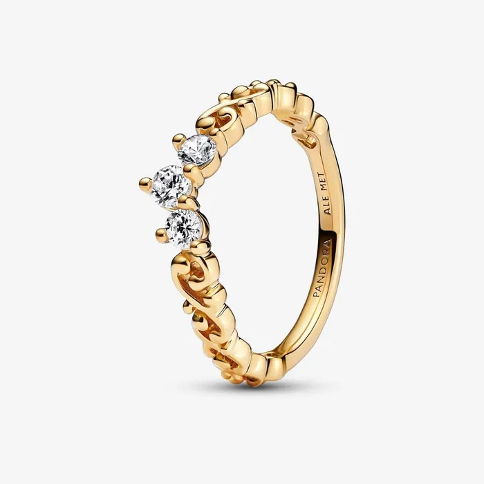 Stackable Rings Women Pandora Regal Swirl Tiara Ring Gold Plated