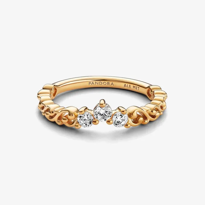 Stackable Rings Women Pandora Regal Swirl Tiara Ring Gold Plated