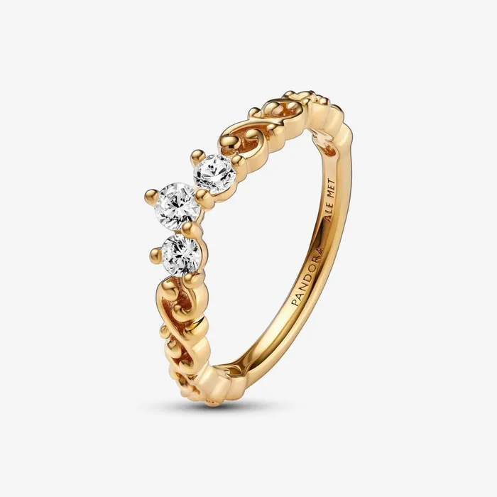 Stackable Rings Women Pandora Regal Swirl Tiara Ring Gold Plated
