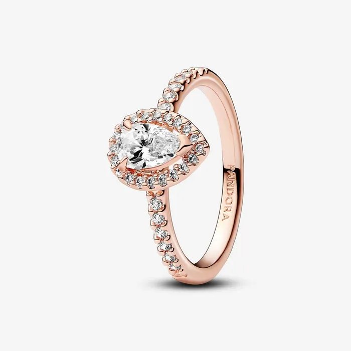 Stackable Rings Women Pandora Sparkling Pear Halo Ring Rose Gold Plated