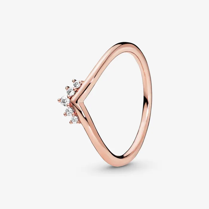 Stackable Rings Women Pandora Tiara Wishbone Ring Rose Gold Plated