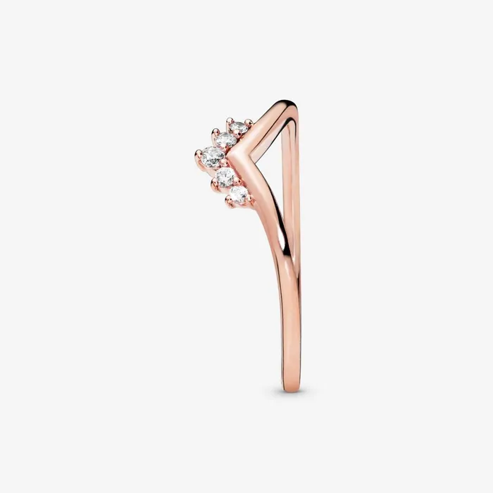 Stackable Rings Women Pandora Tiara Wishbone Ring Rose Gold Plated
