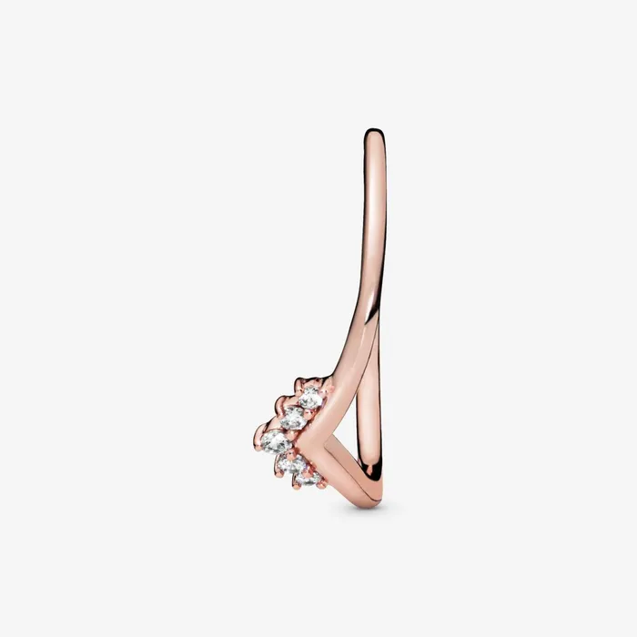 Stackable Rings Women Pandora Tiara Wishbone Ring Rose Gold Plated
