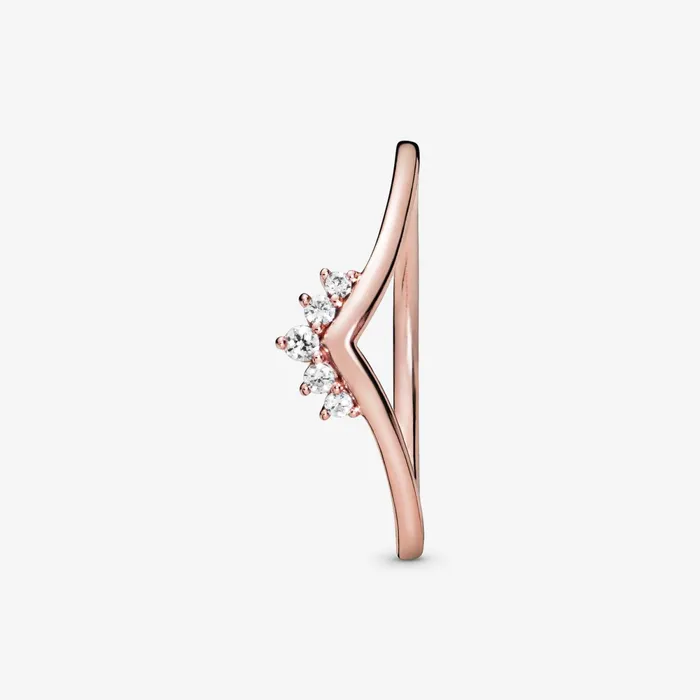 Stackable Rings Women Pandora Tiara Wishbone Ring Rose Gold Plated