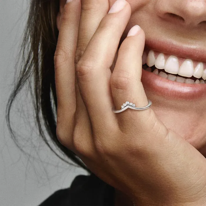 Stackable Rings Women Pandora Tiara Wishbone Ring Sterling Silver