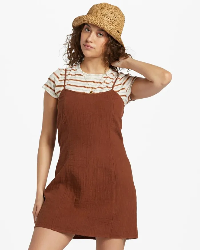 Stay Awhile Mini Dress Toasted Coconut Women Billabong Essentials