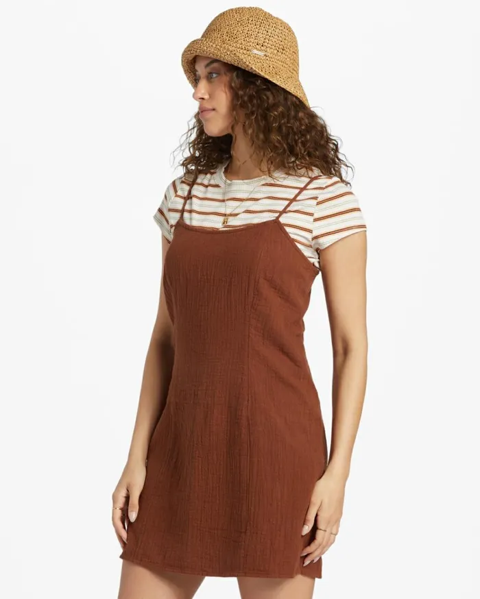 Stay Awhile Mini Dress Toasted Coconut Women Billabong Essentials