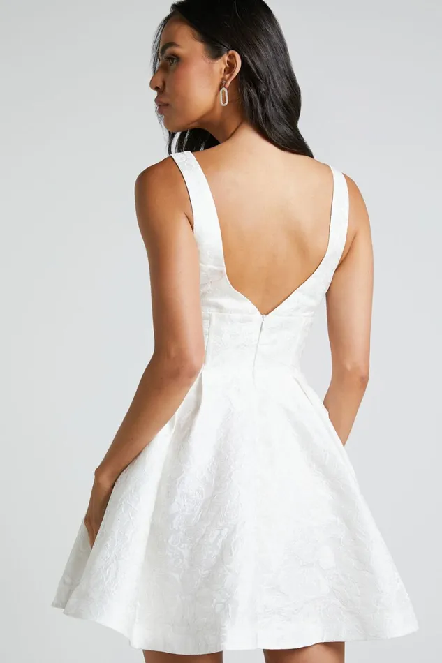 Stephane Mini Dress 8211 Corset Scoop Neck Fit And Flare Dress In Ivory Women Showpo Curve Clothes