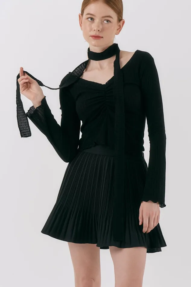 Storets Abony Pointelle Top WScarf Women Tops