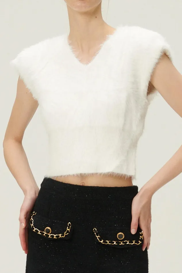 Storets Annabel Sleeveless Fuzzy Top Women Tops