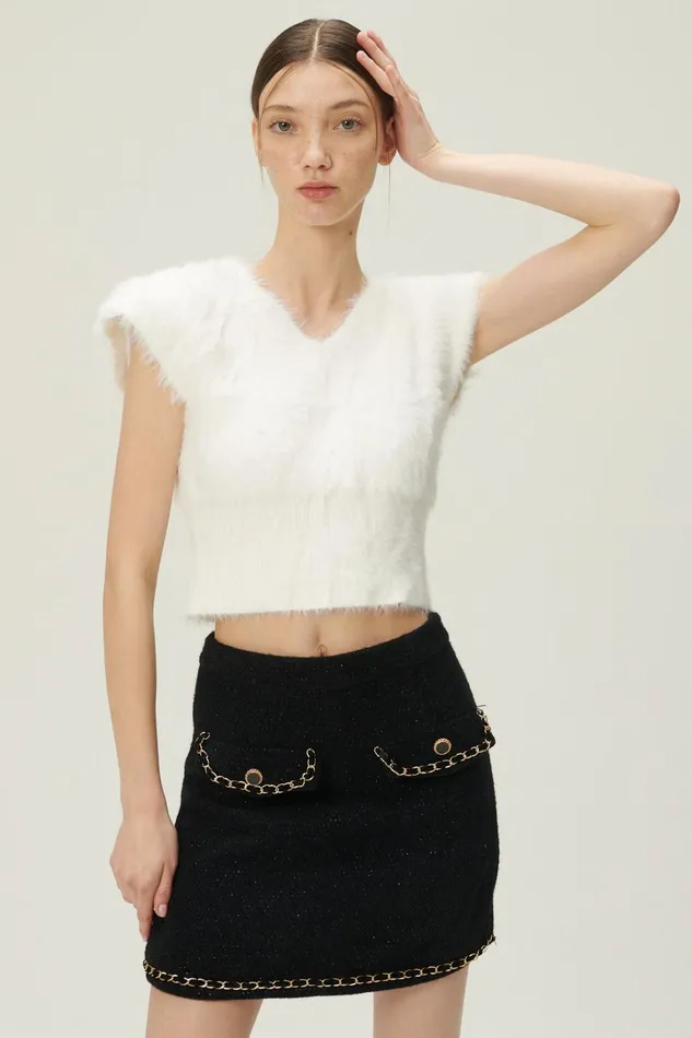 Storets Annabel Sleeveless Fuzzy Top Women Tops