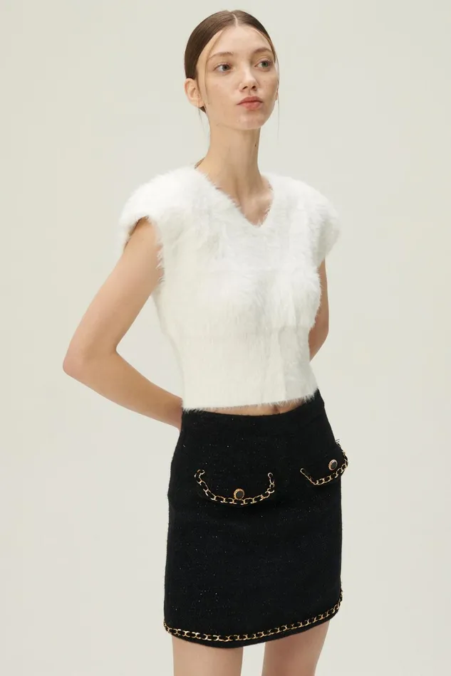 Storets Annabel Sleeveless Fuzzy Top Women Tops