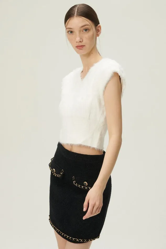 Storets Annabel Sleeveless Fuzzy Top Women Tops