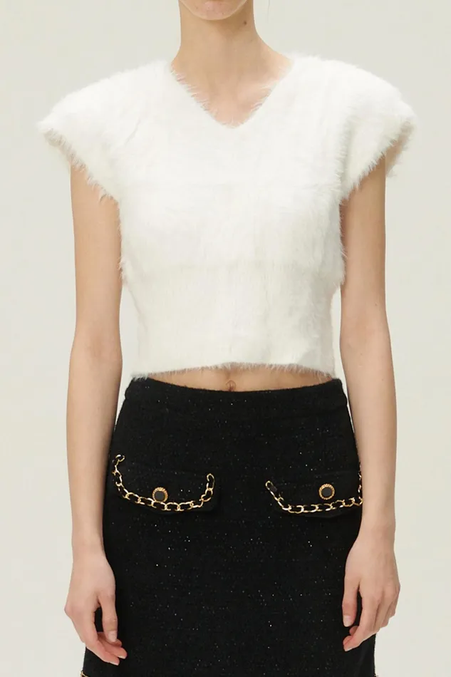 Storets Annabel Sleeveless Fuzzy Top Women Tops