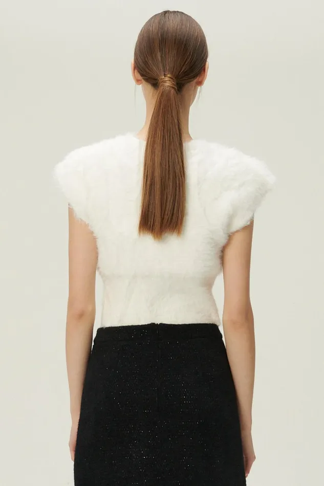 Storets Annabel Sleeveless Fuzzy Top Women Tops