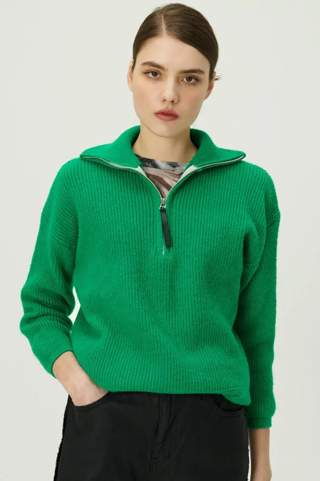 Storets Aurora Half Zip SweaterMini Dress Women Sweaters and Knitwears