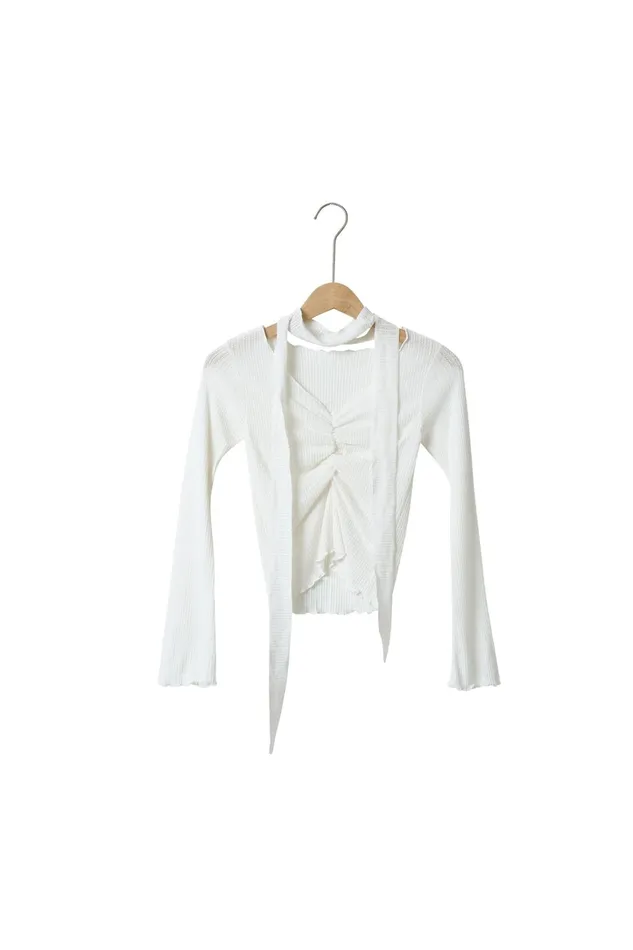 Storets Bailey Ruched Top WScarf Women Tops Storets Bailey Ruched Top WScarf Women Tops